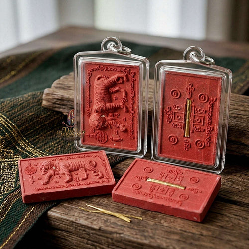 Tiger Maiden Pendant Thai Amulet Protection talisman good luck charm spiritual jewelry Sacred Tiger Maiden Sorcery & Sacred Red Rooster Herb Powder Phaya Saming Nari Sacred Wan Kai Dang Thai Blessing Co By RURUECHA