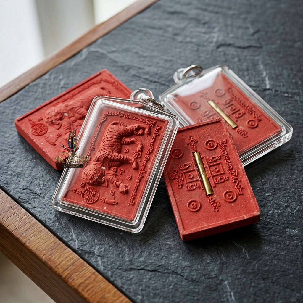 Tiger Maiden Pendant Thai Amulet Protection talisman good luck charm spiritual jewelry Sacred Tiger Maiden Sorcery & Sacred Red Rooster Herb Powder Phaya Saming Nari Sacred Wan Kai Dang