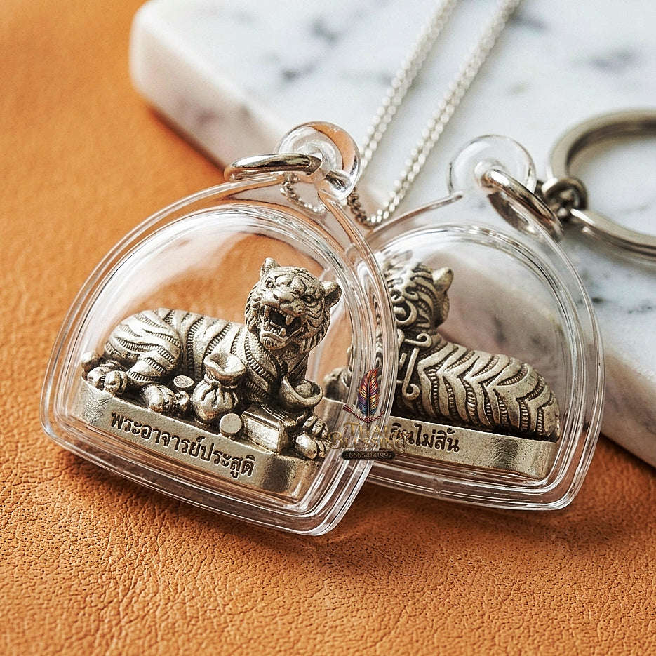 Tiger Pendant Thai Amulet Protection talisman good luck charm spiritual jewelry Sovereign Abundance & Endless Wealth Flow Suea Kin Mai Sin Thai Blessing Co By RURUECHA