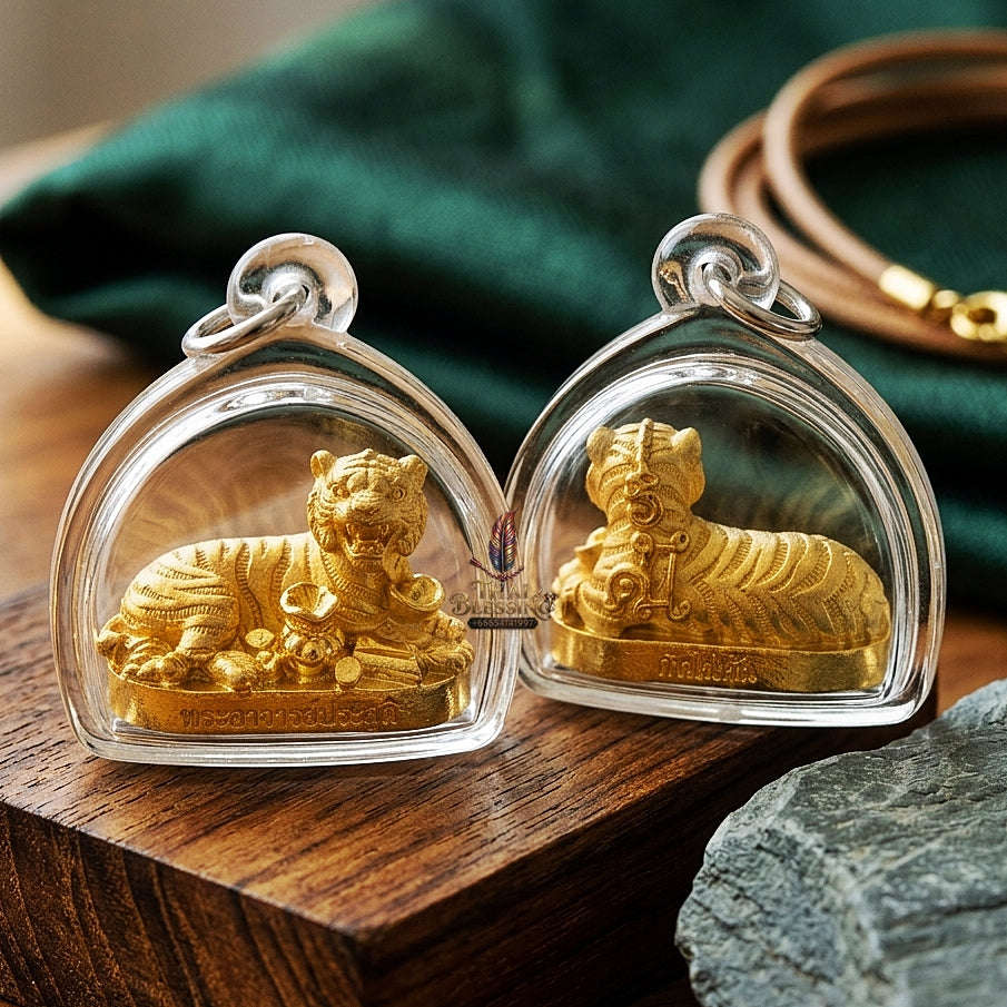 Tiger Pendant Thai Amulet Protection talisman good luck charm spiritual jewelry Sovereign Abundance & Endless Wealth Flow Suea Kin Mai Sin Thai Blessing Co By RURUECHA