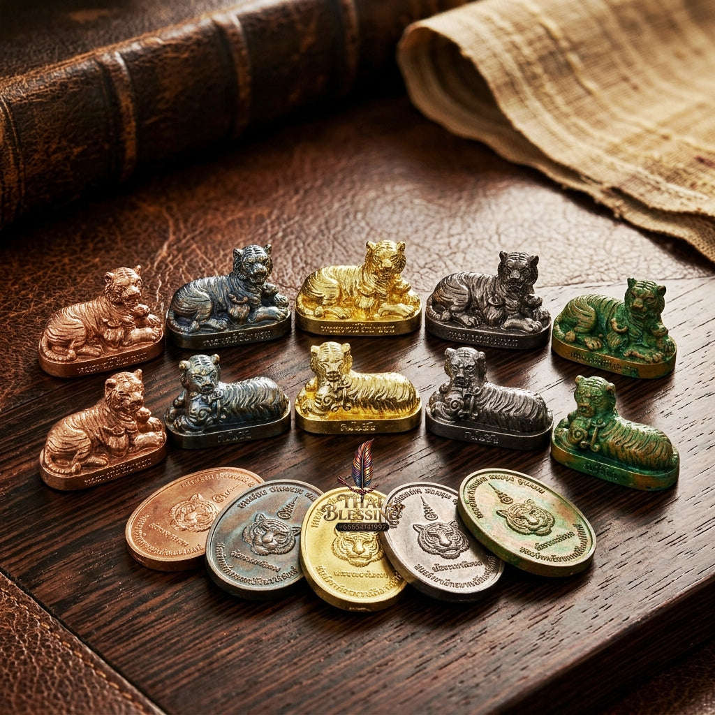 Tiger Pendant Thai Amulet Protection talisman good luck charm spiritual jewelry Sovereign Abundance & Endless Wealth Flow Suea Kin Mai Sin Thai Blessing Co By RURUECHA