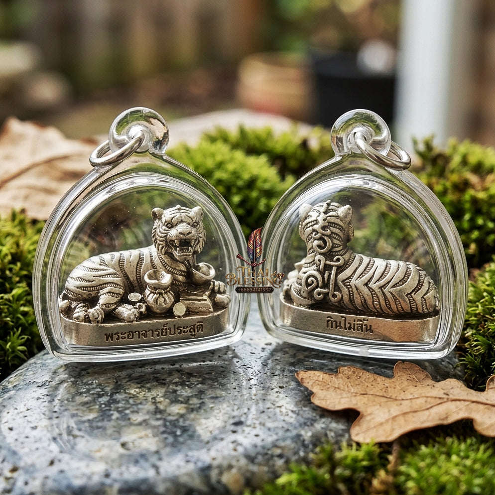 Tiger Pendant Thai Amulet Protection talisman good luck charm spiritual jewelry Sovereign Abundance & Endless Wealth Flow Suea Kin Mai Sin Thai Blessing Co By RURUECHA