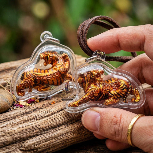Tiger Pendant Thai Amulet Protection talisman good luck charm spiritual jewelry Sovereign Back-Glancing Tiger Magnetism & Unstoppable Protection Suea Liao Liang Thai Blessing Co By RURUECHA