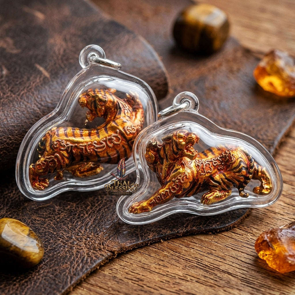 Tiger Pendant Thai Amulet Protection talisman good luck charm spiritual jewelry Sovereign Back-Glancing Tiger Magnetism & Unstoppable Protection Suea Liao Liang Thai Blessing Co By RURUECHA