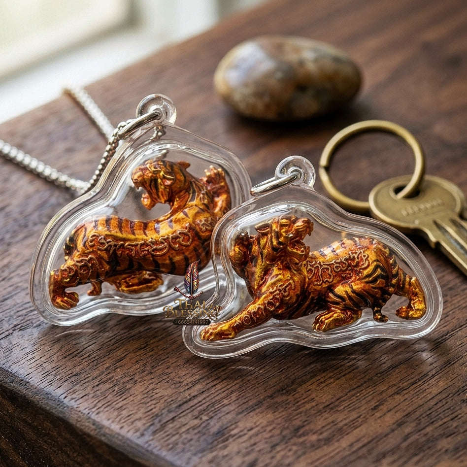 Tiger Pendant Thai Amulet Protection talisman good luck charm spiritual jewelry Sovereign Back-Glancing Tiger Magnetism & Unstoppable Protection Suea Liao Liang Thai Blessing Co By RURUECHA