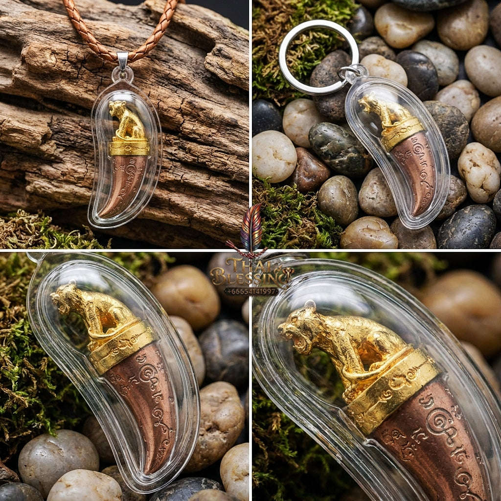 Tiger Pendant Thai Amulet Protection talisman good luck charm spiritual jewelry Sovereign Hypnotic Tiger Spellcraft & Impenetrable Defense Khiao Suea Sakot Phut Tha Khom Sacred Divine Thai Blessing Co By RURUECHA