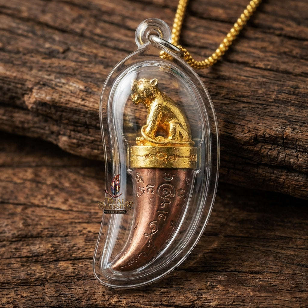 Tiger Pendant Thai Amulet Protection talisman good luck charm spiritual jewelry Sovereign Hypnotic Tiger Spellcraft & Impenetrable Defense Khiao Suea Sakot Phut Tha Khom Sacred Divine Thai Blessing Co By RURUECHA