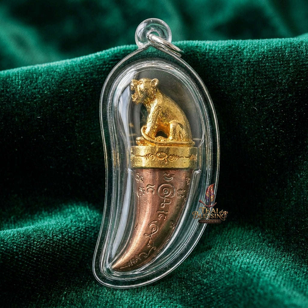 Tiger Pendant Thai Amulet Protection talisman good luck charm spiritual jewelry Sovereign Hypnotic Tiger Spellcraft & Impenetrable Defense Khiao Suea Sakot Phut Tha Khom Sacred Divine Thai Blessing Co By RURUECHA