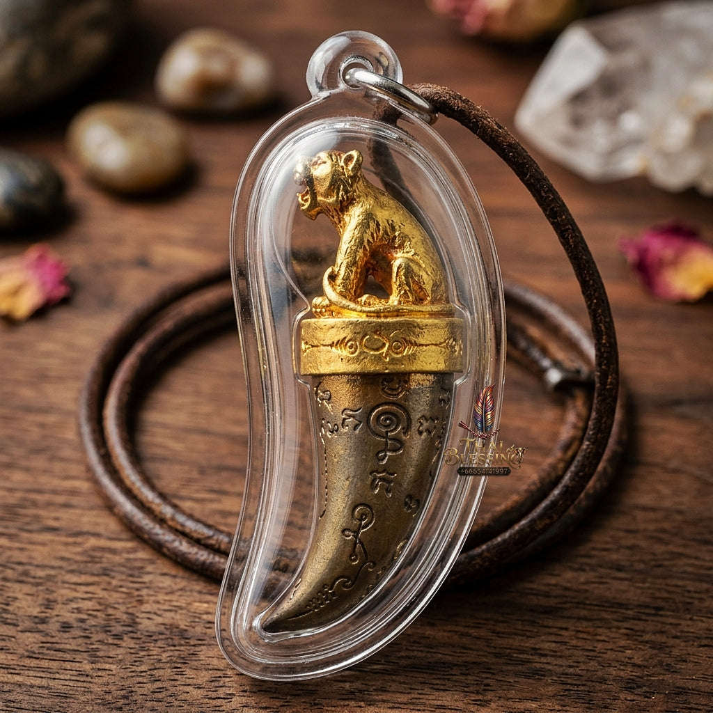 Tiger Pendant Thai Amulet Protection talisman good luck charm spiritual jewelry Sovereign Hypnotic Tiger Spellcraft & Impenetrable Defense Khiao Suea Sakot Phut Tha Khom Thai Blessing Co By RURUECHA