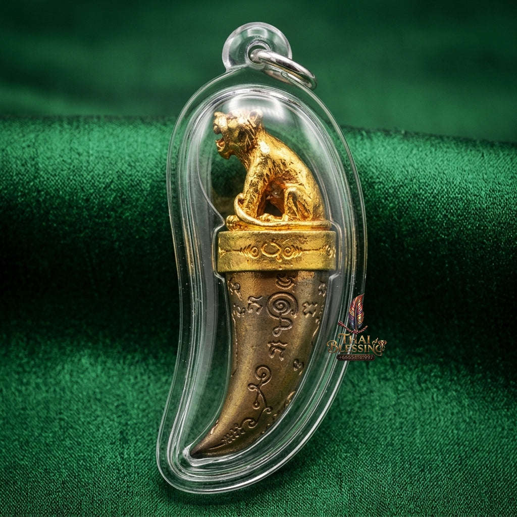 Tiger Pendant Thai Amulet Protection talisman good luck charm spiritual jewelry Sovereign Hypnotic Tiger Spellcraft & Impenetrable Defense Khiao Suea Sakot Phut Tha Khom Thai Blessing Co By RURUECHA