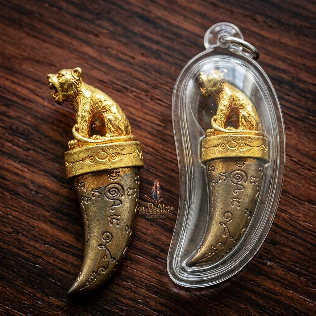Tiger Pendant Thai Amulet Protection talisman good luck charm spiritual jewelry Sovereign Hypnotic Tiger Spellcraft & Impenetrable Defense Khiao Suea Sakot Phut Tha Khom Thai Blessing Co By RURUECHA