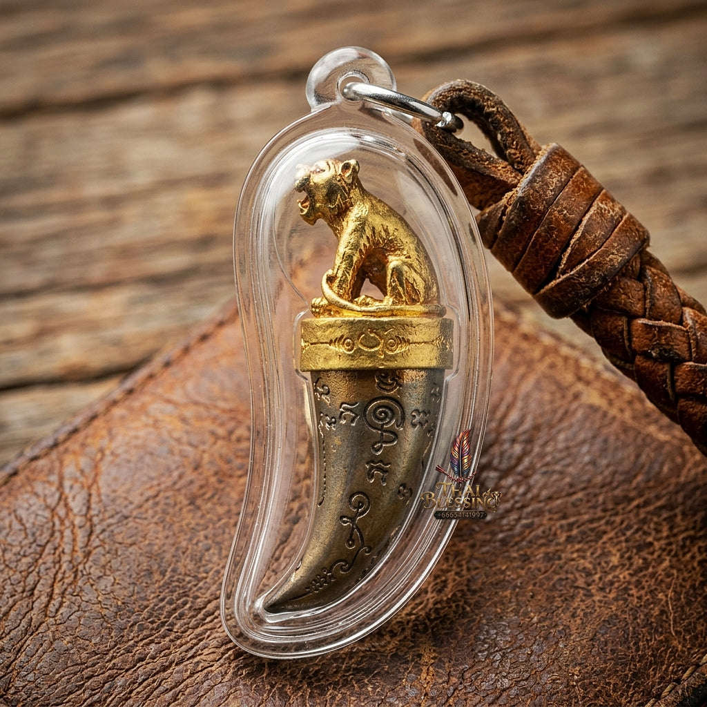 Tiger Pendant Thai Amulet Protection talisman good luck charm spiritual jewelry Sovereign Hypnotic Tiger Spellcraft & Impenetrable Defense Khiao Suea Sakot Phut Tha Khom Thai Blessing Co By RURUECHA
