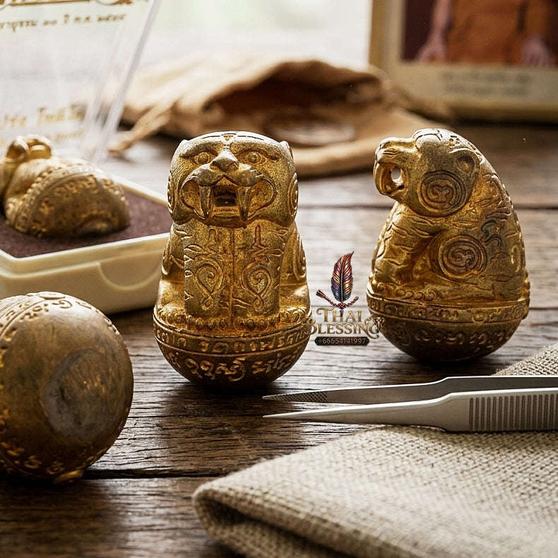 Tiger Pendant Thai Amulet Protection talisman good luck charm spiritual jewelry Sovereign Tiger Dominance & Impenetrable Defense Phaya Suea Maha Barami Thai Blessing Co By RURUECHA