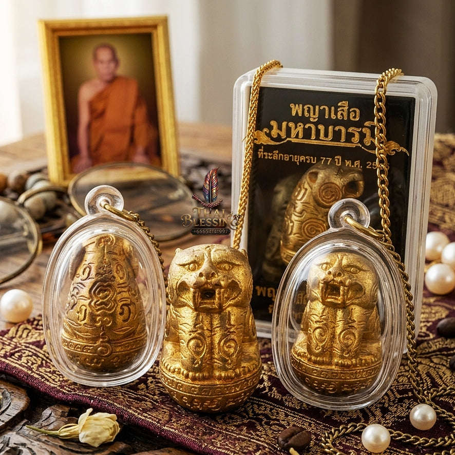 Tiger Pendant Thai Amulet Protection talisman good luck charm spiritual jewelry Sovereign Tiger Dominance & Impenetrable Defense Phaya Suea Maha Barami Thai Blessing Co By RURUECHA