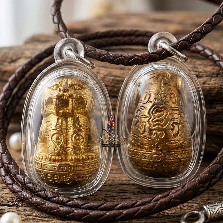 Tiger Pendant Thai Amulet Protection talisman good luck charm spiritual jewelry Sovereign Tiger Dominance & Impenetrable Defense Phaya Suea Maha Barami Thai Blessing Co By RURUECHA