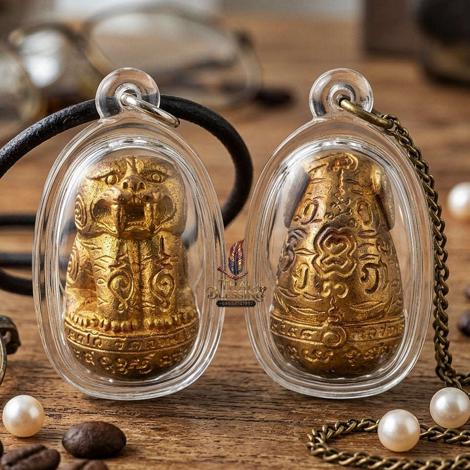 Tiger Pendant Thai Amulet Protection talisman good luck charm spiritual jewelry Sovereign Tiger Dominance & Impenetrable Defense Phaya Suea Maha Barami Thai Blessing Co By RURUECHA