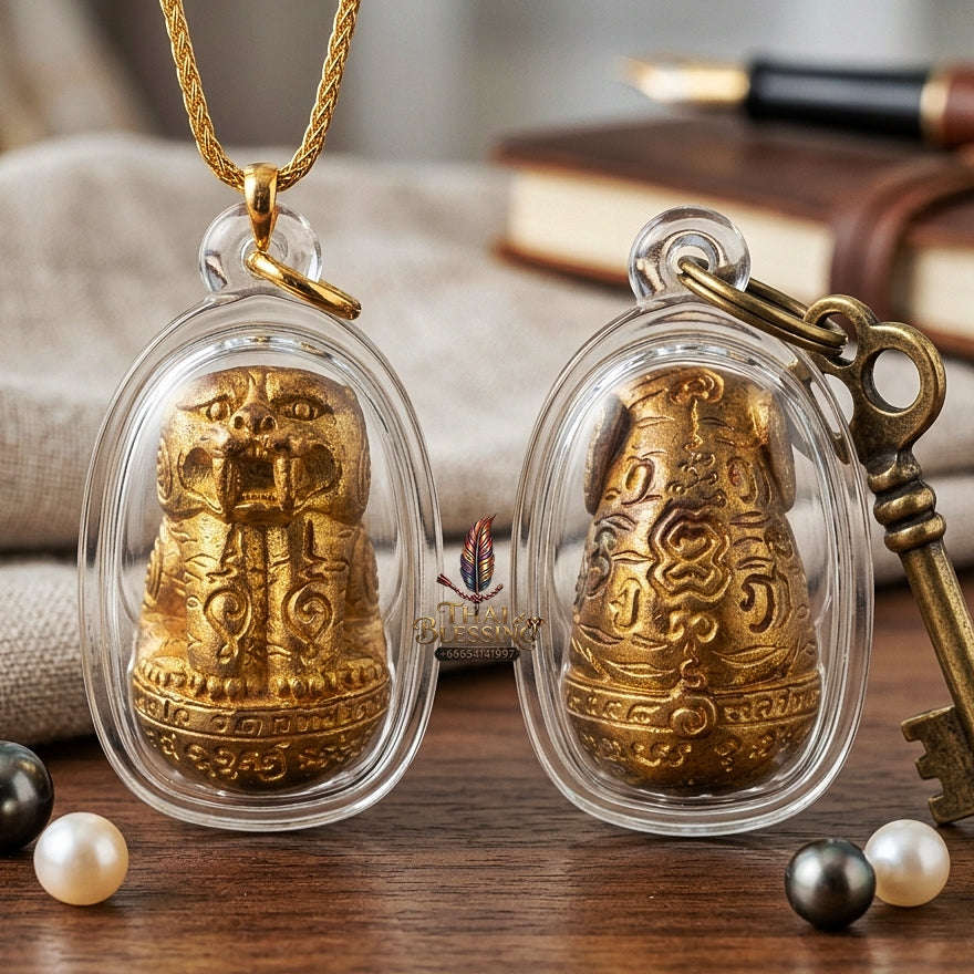 Tiger Pendant Thai Amulet Protection talisman good luck charm spiritual jewelry Sovereign Tiger Dominance & Impenetrable Defense Phaya Suea Maha Barami Thai Blessing Co By RURUECHA