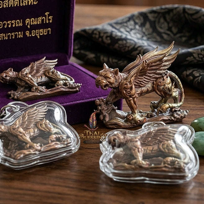 Tiger Pendant Thai Amulet Protection talisman good luck charm spiritual jewelry Sovereign Winged Tiger Dominance & Exponential Success Suea Tit Pik Tiger with Wings Thai Blessing Co By RURUECHA