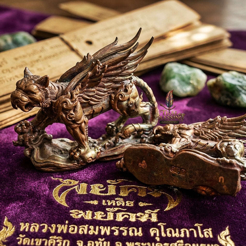 Tiger Pendant Thai Amulet Protection talisman good luck charm spiritual jewelry Sovereign Winged Tiger Dominance & Exponential Success Suea Tit Pik Tiger with Wings Thai Blessing Co By RURUECHA