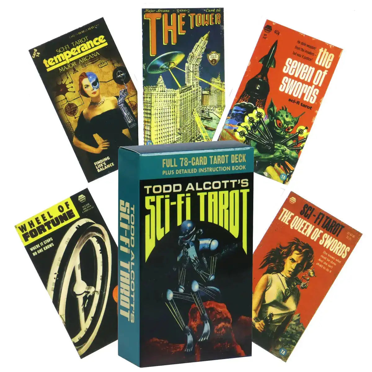 Todd Alcott's Sci-Fi Tarot – Retro-Futuristic 78-Card Deck with Sacred Blessings for Modern Divination and Spiritual Insight Default Title