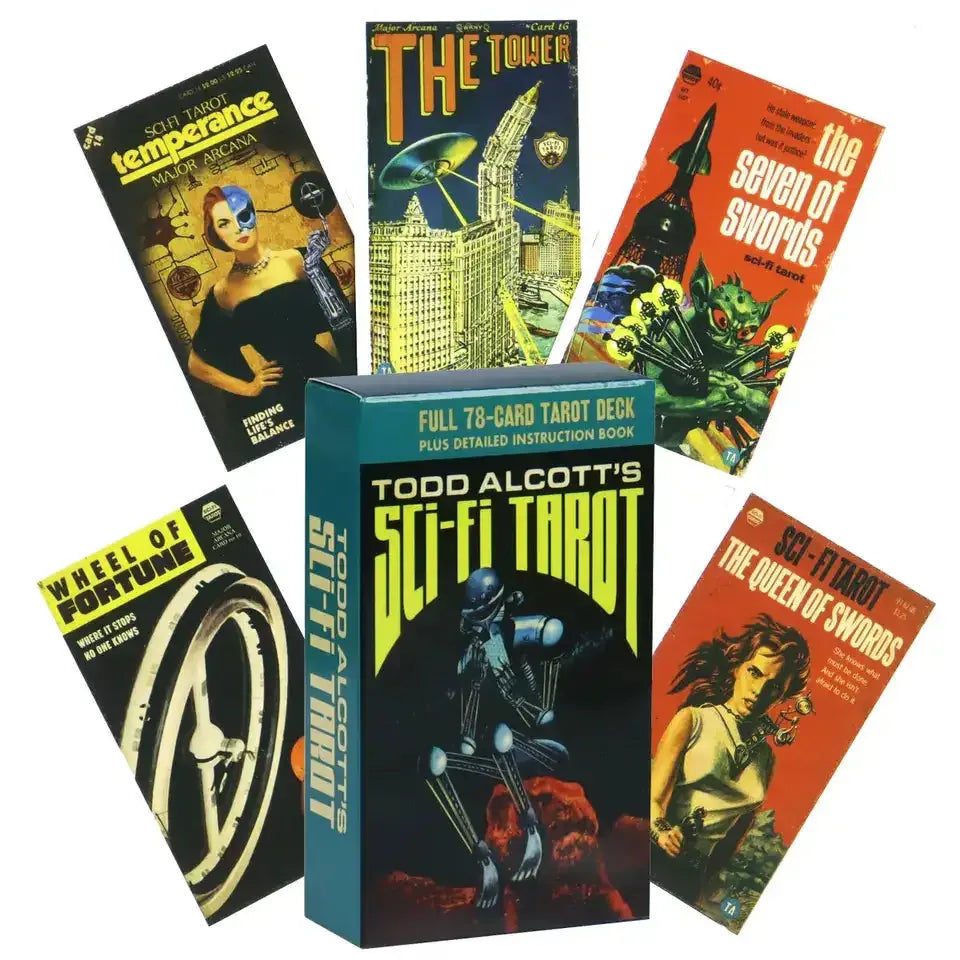 Todd Alcott's Sci-Fi Tarot – Retro-Futuristic 78-Card Deck with Sacred Blessings for Modern Divination and Spiritual Insight