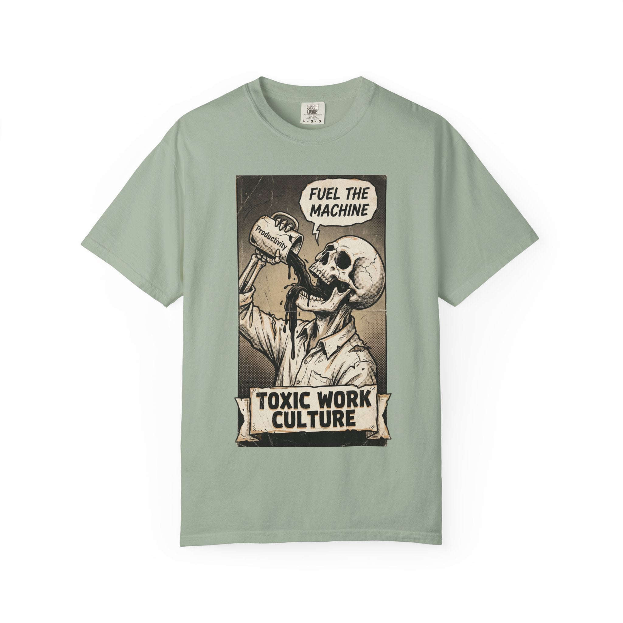 Toxic Work Culture Shirt, Fuel The Machine Skeleton Tee, Productivity Coffee Graphic, Sarcastic Office Worker Gift, Vintage Grunge Streetwear Bay