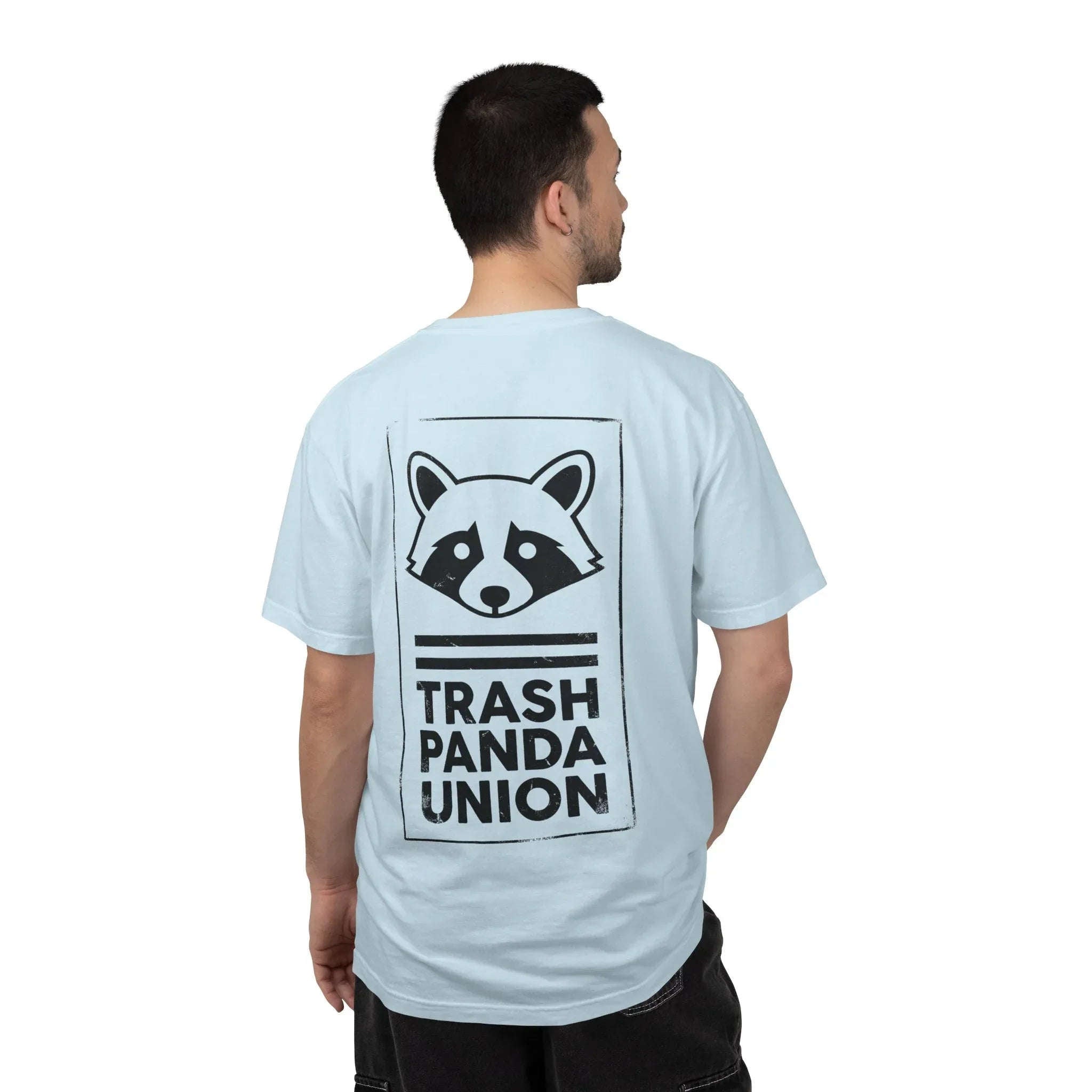 Trash Panda Union Raccoon Shirt, Funny Animal Humor Tee, Raccoon Graphic T-Shirt, Meme Streetwear Gift, Black and White Chambray