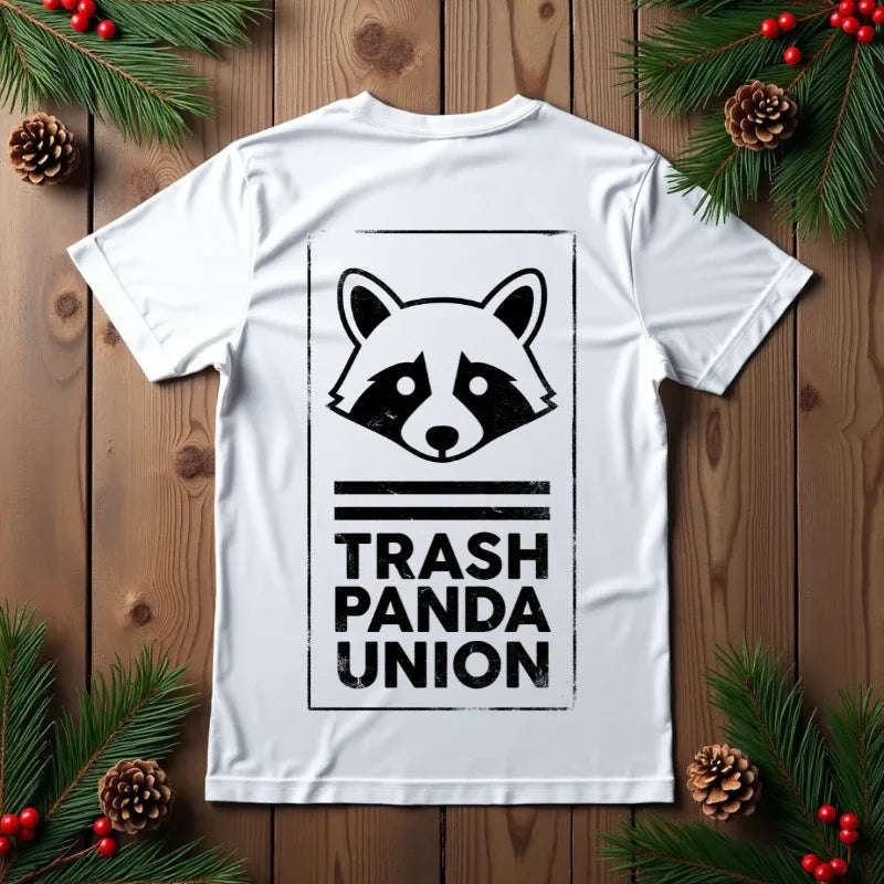 Trash Panda Union Raccoon Shirt, Funny Animal Humor Tee, Raccoon Graphic T-Shirt, Meme Streetwear Gift, Black and White White