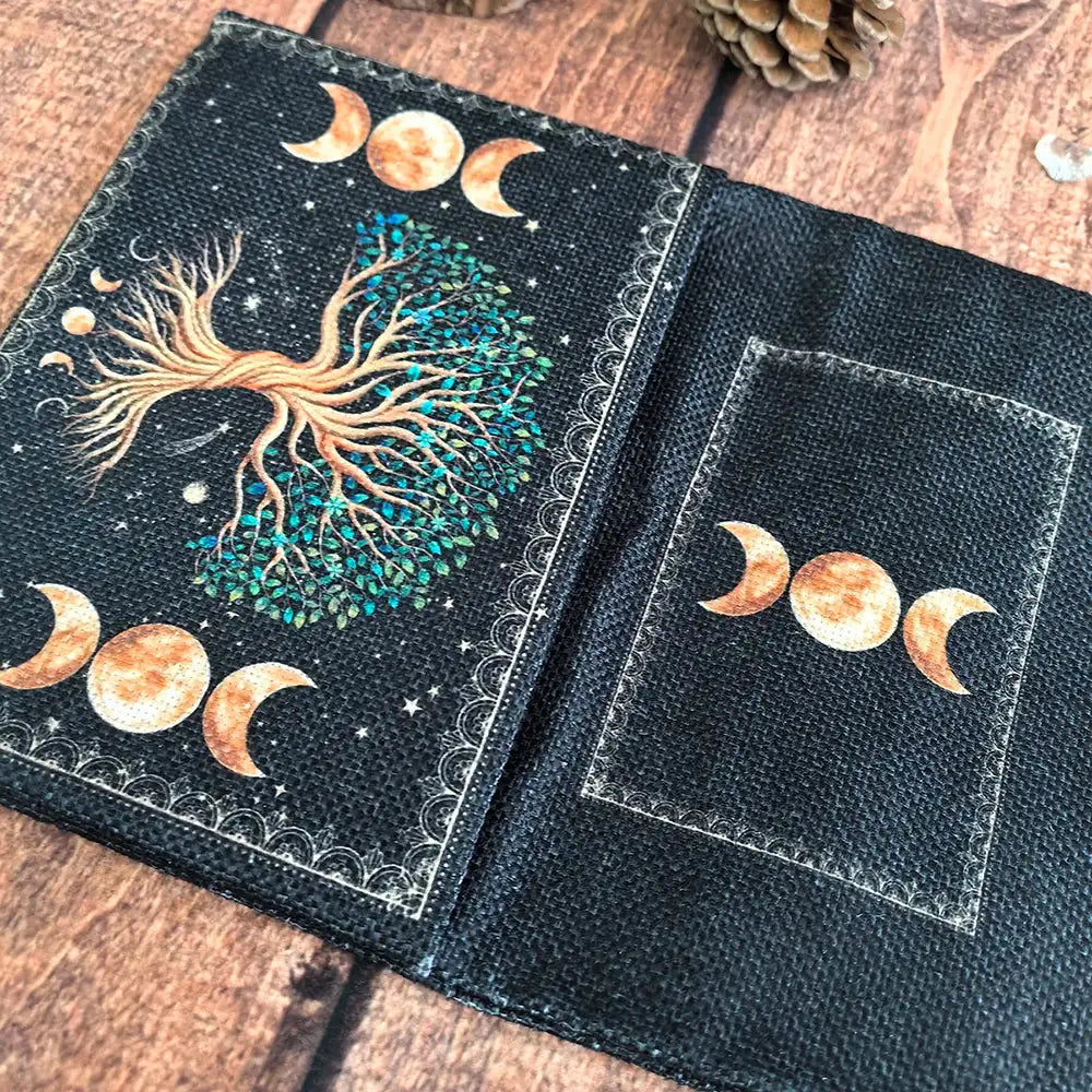 🌟 Tree of Life MoonTarot Storage Pouch & Tarot Cards Set – Elegant Mystical Flowers & Plants Design for Astrological Divination