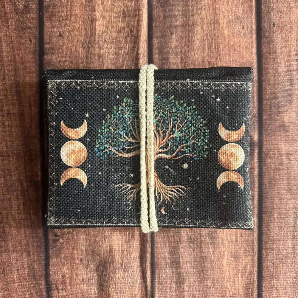 🌟 Tree of Life MoonTarot Storage Pouch & Tarot Cards Set – Elegant Mystical Flowers & Plants Design for Astrological Divination
