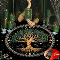 🌳Tree of Life Tarot Tablecloth – Premium 29x29 Inch Velvet Altar Cloth with Mystical Design + Free Tarot Card Bag