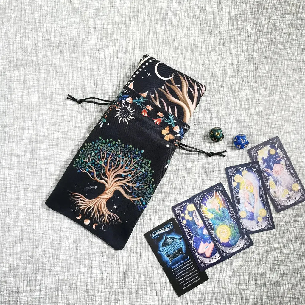 🌳Tree of Life Tarot Tablecloth – Premium 29x29 Inch Velvet Altar Cloth with Mystical Design + Free Tarot Card Bag