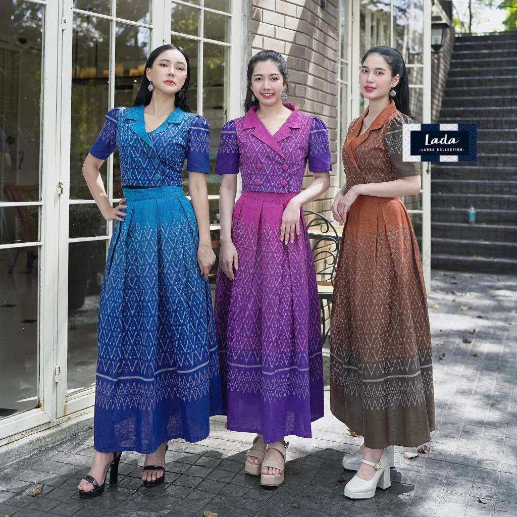 Trendy Cotton Two-Piece Set - Mandarin Collar Top & Pleated Skirt in 3 Colors | Available Separates