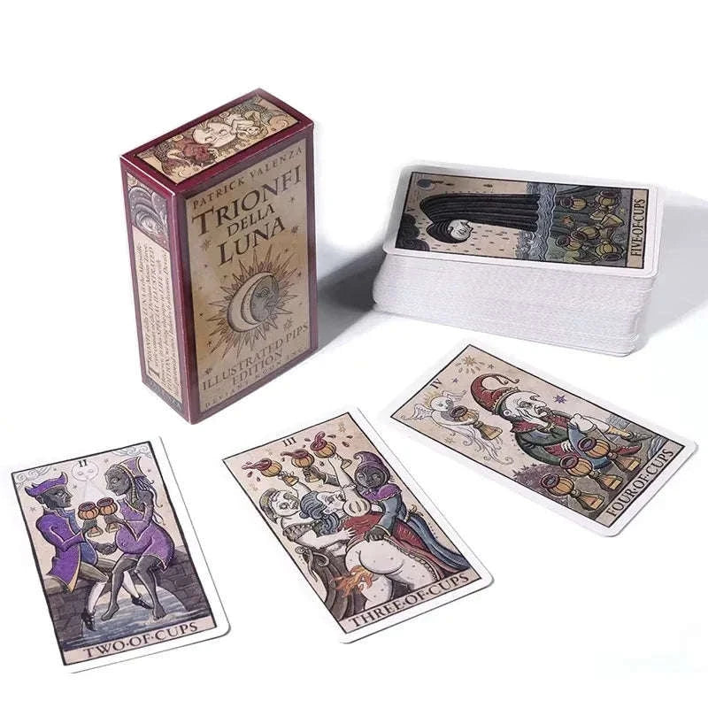 🌙 Trionfi della Luna Tarot Deck – 78 Cards | English Edition with Guidebook | Fortune Telling & Divination | Travel-Friendly, Reversed, Chakra & Zodiac Insights