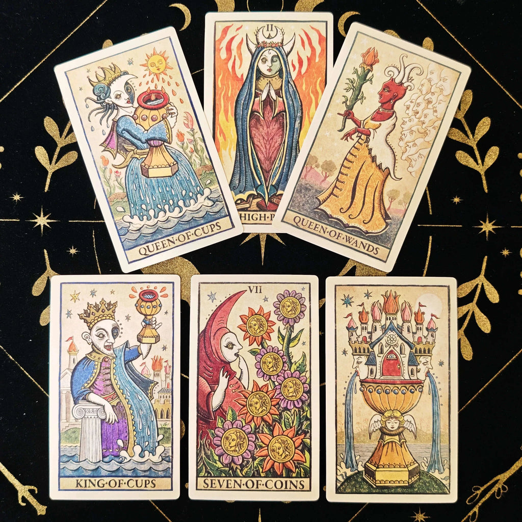 🌜 Trionfi della Luna Tarot Deck – 78 Cards English Version Marseille-Style Beginner Friendly Unique Art by Patrick Valenza 12 x 7 cm Guidebook Included
