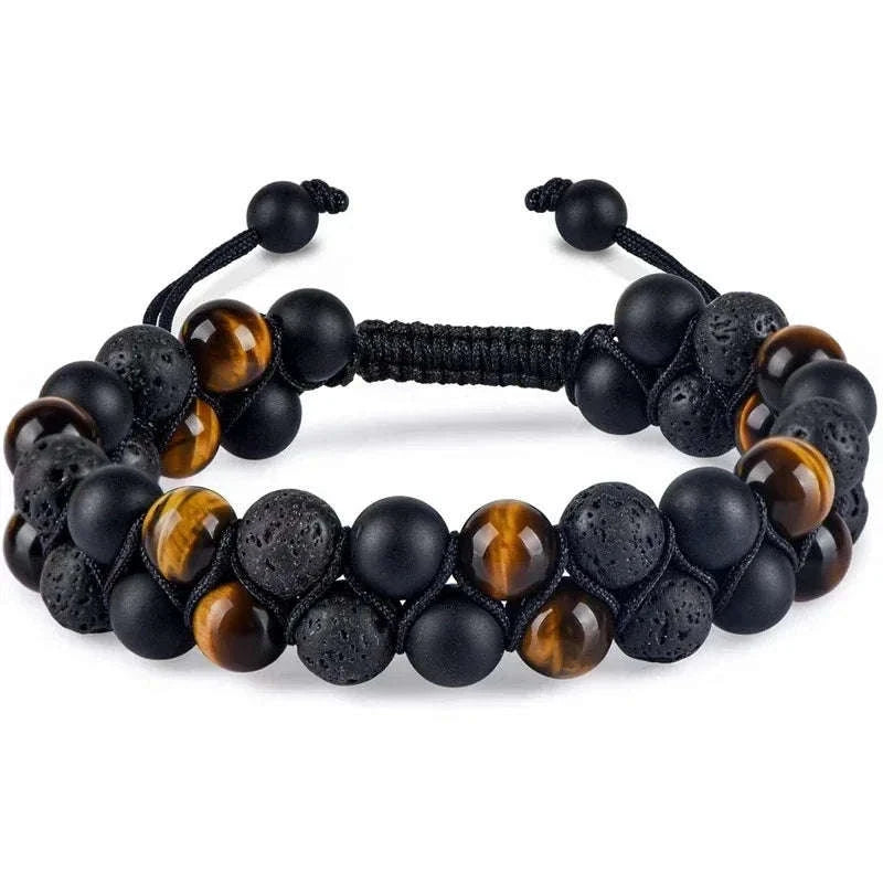 🛡️ Triple Protection Bracelet: Tiger Eye, Black Obsidian & Hematite 8mm Beads – Ultimate Energy Shield, Grounding & Healing Crystal Bangle for Men & Women 8MM-Bead Bracelet-7