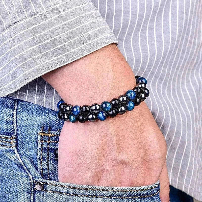 🛡️ Triple Protection Bracelet: Tiger Eye, Black Obsidian & Hematite 8mm Beads – Ultimate Energy Shield, Grounding & Healing Crystal Bangle for Men & Women