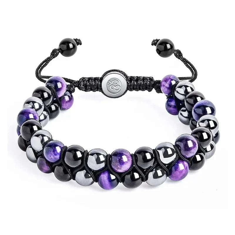 🛡️ Triple Protection Bracelet: Tiger Eye, Black Obsidian & Hematite 8mm Beads – Ultimate Energy Shield, Grounding & Healing Crystal Bangle for Men & Women Bead Bracelet-15