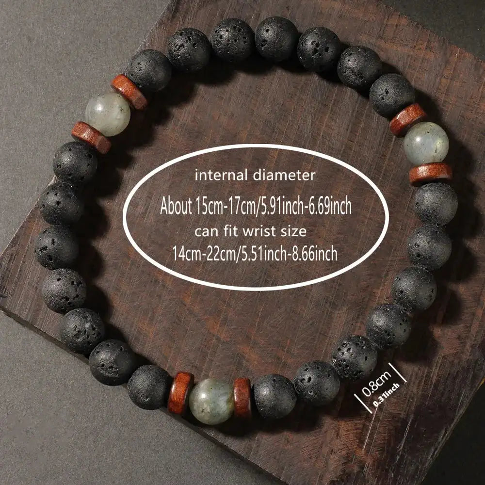 🔥 Triple Protection Energy Bracelet – Natural Volcanic Stone & Moonlight Stone Bangle | Trendy Men’s Jewelry Gift for Husband & Father