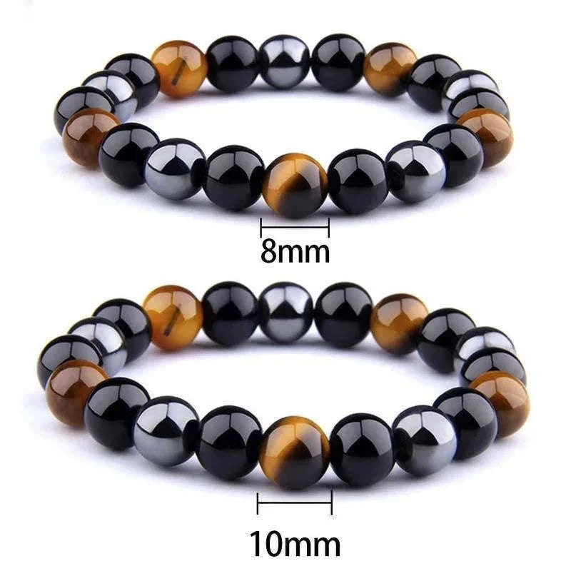 ✨ Triple Protection Magnetic Hematite Tiger Eye Obsidian Bracelet – Powerful Spiritual Shield for Health, Luck & Prosperity