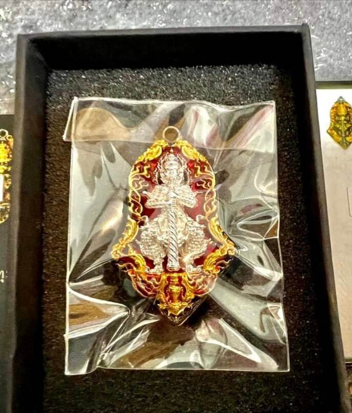 Thao Wessuwan Amulet Coin - 2-Faced Silver and Gold Protective Charm