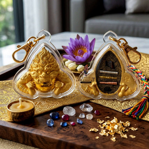✨ [Ultimate Guardian] Sacred Phra Rahu "Powerful Manifestation" Gold-Plated Bronze Talisman – Khao O Lineage Master-Blessed by Porthan Kloi, Wat Phukhaothong (Satta-Mongkol 2012 Edition) Thai Blessing Co By RURUECHA