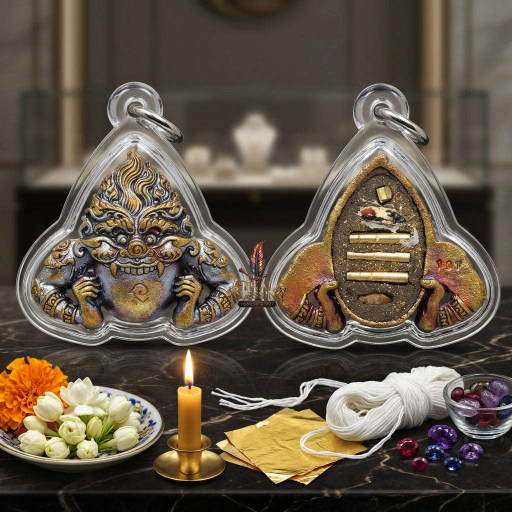 ✨ [Ultimate Guardian] Sacred Phra Rahu "Powerful Manifestation" Satta-Mongkol Alloy Talisman – Khao O Lineage Master-Blessed by Porthan Kloi, Wat Phukhaothong (2012 Rare Edition) Thai Blessing Co By RURUECHA