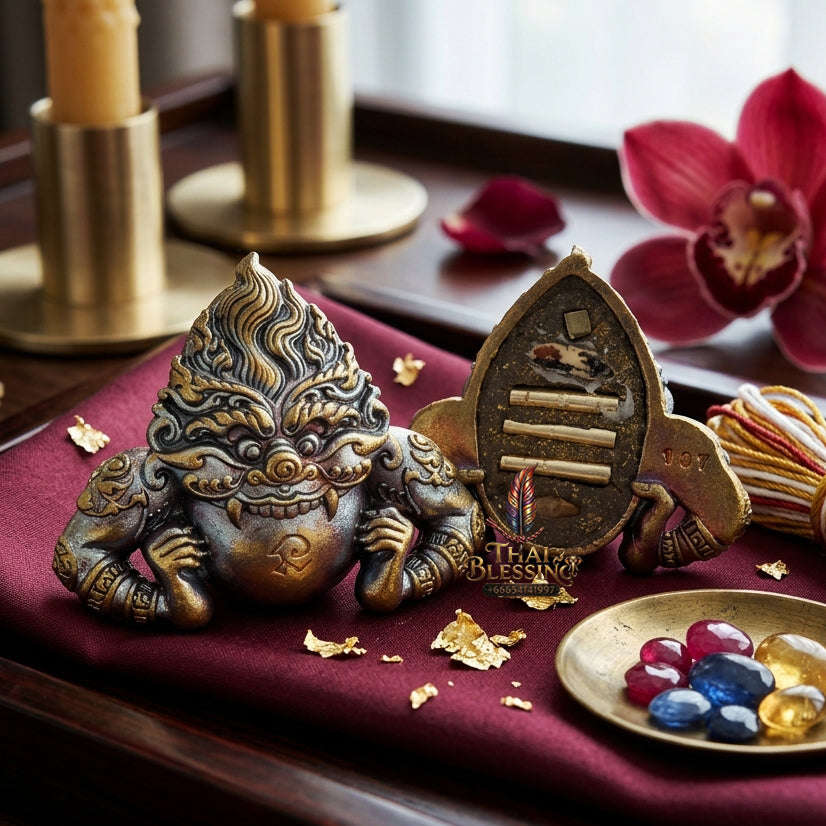 ✨ [Ultimate Guardian] Sacred Phra Rahu "Powerful Manifestation" Satta-Mongkol Alloy Talisman – Khao O Lineage Master-Blessed by Porthan Kloi, Wat Phukhaothong (2012 Rare Edition) Thai Blessing Co By RURUECHA