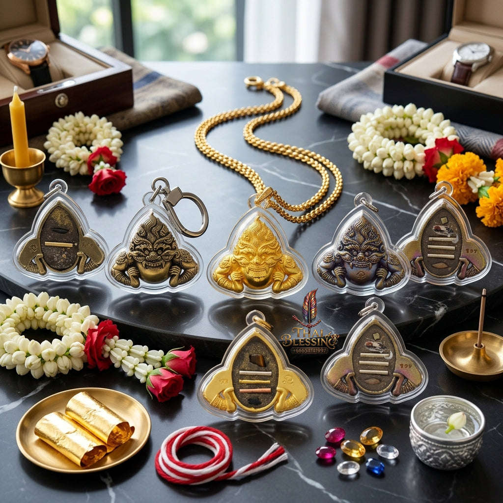 ✨ [Ultimate Guardian] Sacred Phra Rahu "Powerful Manifestation" White-Gold (Thongkao) Talisman – Khao O Lineage Blessed by Porthan Kloi, Wat Phukhaothong (Satta-Mongkol Edition) Thai Blessing Co By RURUECHA