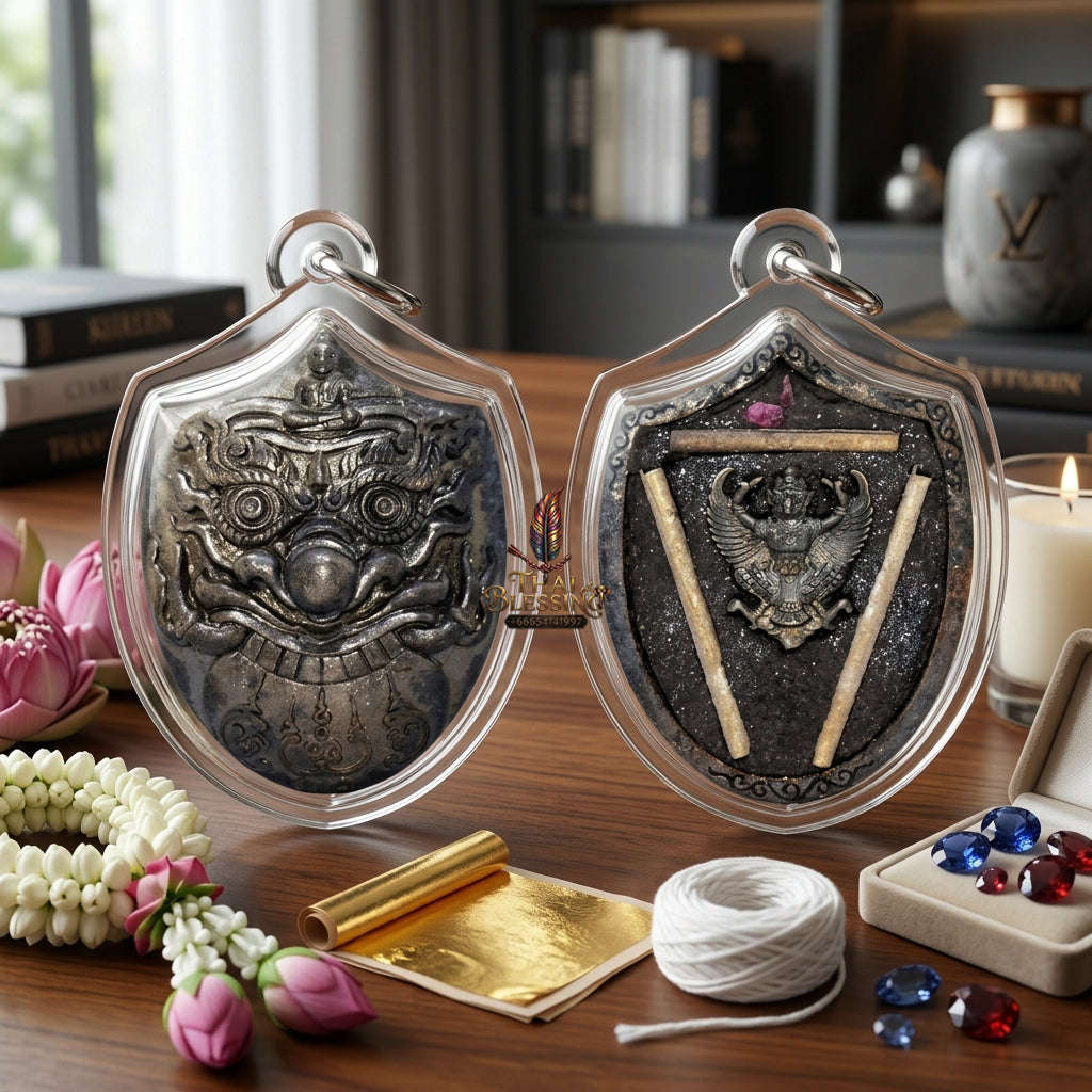 ✨ [Ultimate Wealth & Elevation] Sacred Phra Rahu "Destiny-Support" Occult-Metal Talisman – Garuda-Blessed by Luang Pu Nen Kaew (2012 Rare Relic) Thai Blessing Co By RURUECHA