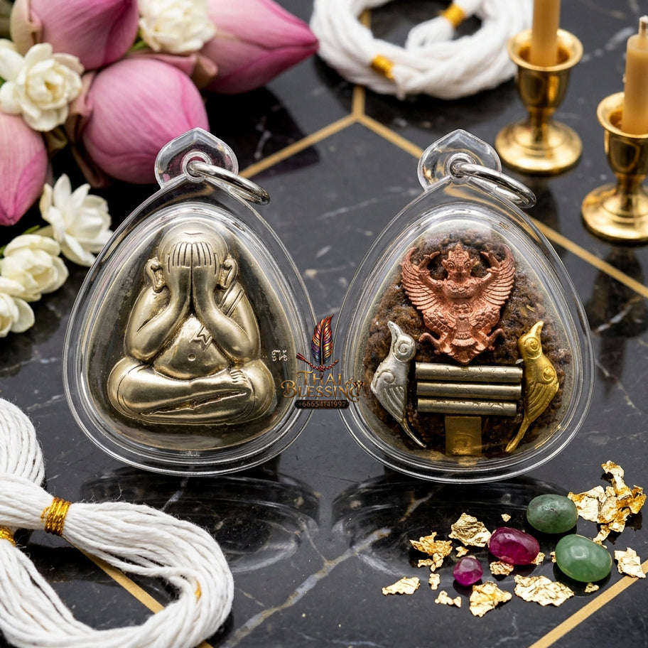 ✨ [Ultimate Wealth Magnet] Sacred Phra Pit Ta "Thung Setthi" Polished Alpaca Talisman – Master-Blessed by Luang Pu Nen Kaew (2013 Rare Relic) Thai Blessing Co By RURUECHA