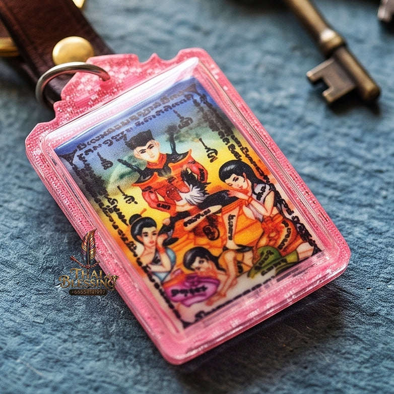 Ultra-Rare Master-Grade Extreme Seduction & Gambling Fortune Locket Khun Phaen Sam Nang Phrai Back-Embedded Kumanthong Edition Achan Phrot Samnak Pu Saneh Khobut 2017 Thai Amulet Collectible Thai Blessing Co By RURUECHA