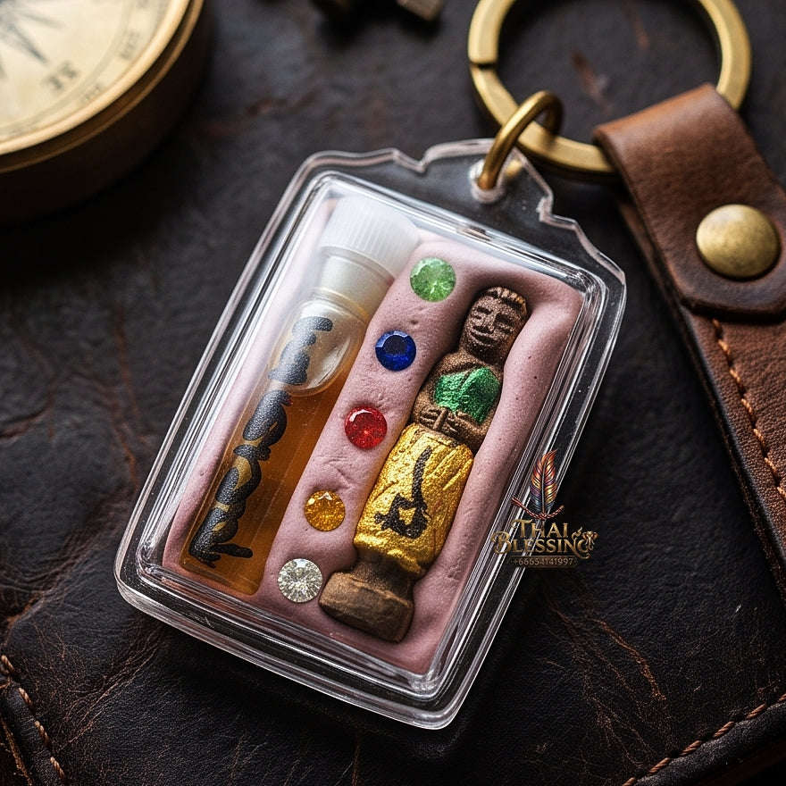 Ultra-Rare Master-Grade Extreme Seduction & Gambling Fortune Locket Khun Phaen Sam Nang Phrai Back-Embedded Nang Takian Edition Achan Phrot Samnak Pu Saneh Khobut 2017 Thai Amulet Collectible Thai Blessing Co By RURUECHA