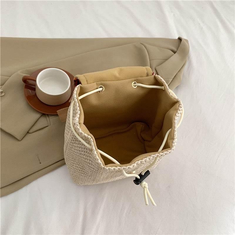 Unique Handwoven Crossbody Backpack for Women with Colorful Tassels - Natural Cotton Rope, 33x22cm, Adjustable Strap